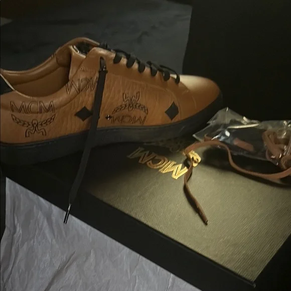 MCM Men's Brown Leather Sneakers - Picture 1 of 6